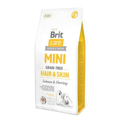 Brit Care DOG GF Mini Hair & Skin для собак мініатюрних порід, з лососем та оселедцем 7кг, фото 1
