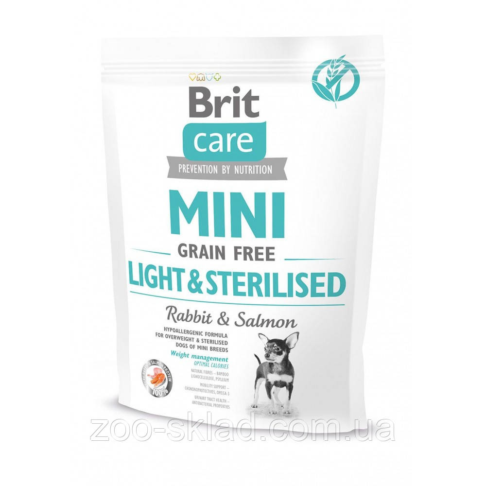 Brit Care DOG GF Mini Light & Sterilised для собак дрібних порід з кроликом та лососем 0,4кг