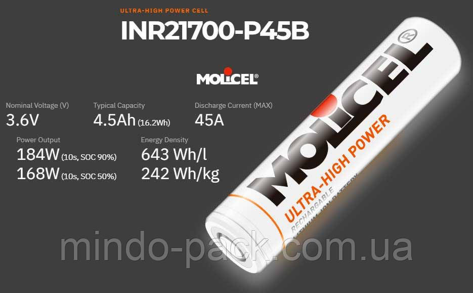 Акумулятори літій іонні Molicel INR-21700-P45B