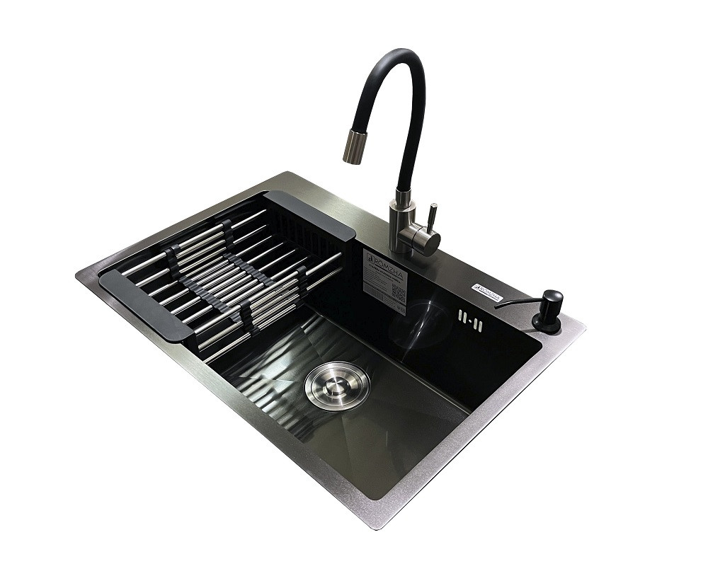 Комплект мийка + змішувач Romzha Arta U-600S BL (C)