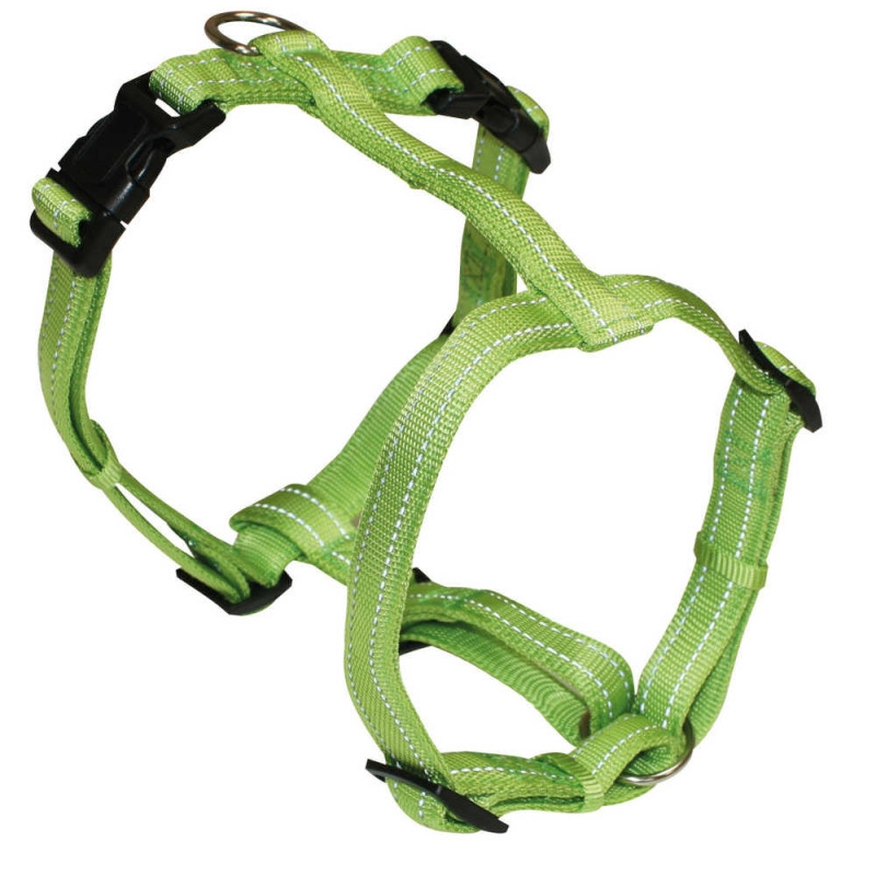 Шлея Croci SOFT REFLECTIVE H-образна зелена світловідбиваюча, мякий нейлон, 1,5x35-50см C5079910, фото 1