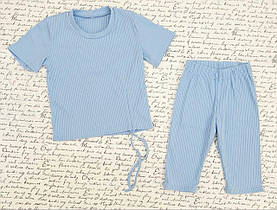 Костюм рубчик велосипедки+футболка на дівчинку р 122-146 голубий