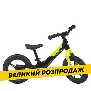 Дитячий беговел 12 дюймів (сталь, надувні колеса) PROFI KIDS LMG1255-2 Чорно-салатовий