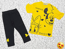Костюм рубчик бріджи+футболка на дівчинку р 3-8років жовтий