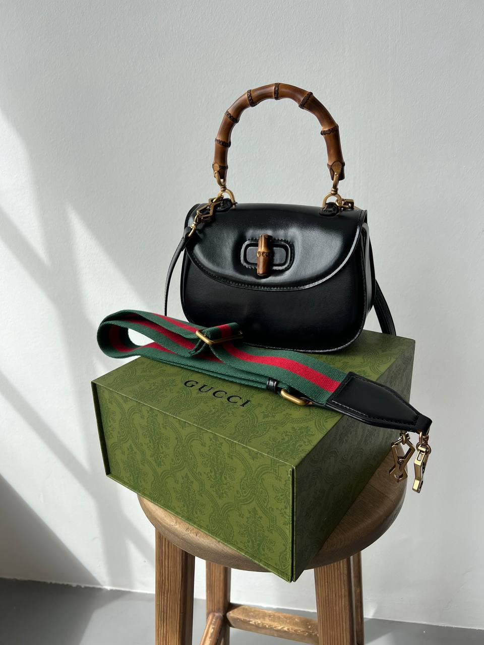 Жіноча сумка з шкіри Gucci black Гуччі чорна молодіжна, брендова сумка через плече