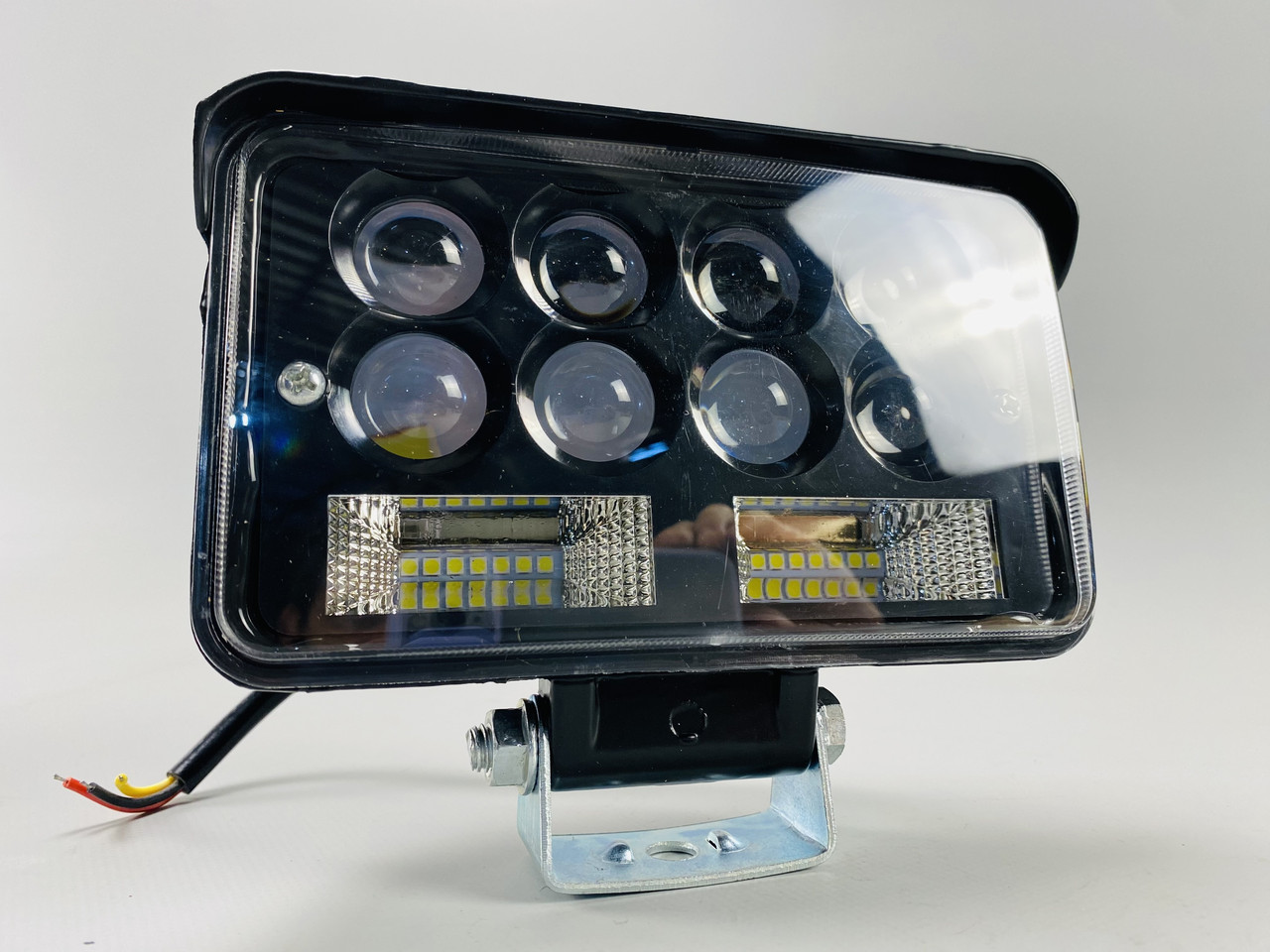 Фара LED прямокутна 9-80V дальній+ближній IP67 22 LED чіп типу 3570 8 лінз, фото 1