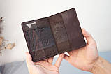 Обкладинка ВІЙСЬКОВИЙ КВИТОК  шкіряна темно-коричнева з Гербом України Тризуб тиснення, фото 3