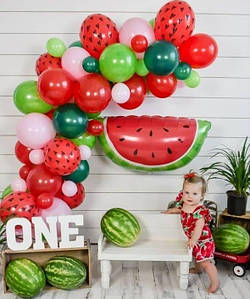 Арка гірлянда з повітряних куль СОКОВИТИЙ КАВУН | Гавайська вечірка