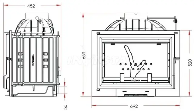 Каминна топка INVICTA 700 Philos Grande Angle із шибером, фото 3
