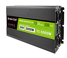 Перетворювач Green Cell Інвертор  LCD 24V 3000W/6000W (чистий синус)  INVGC24P3000LCD
