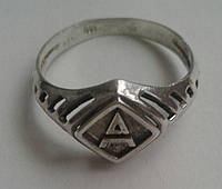 Кольцо серебряное с чернением Знак Велеса
