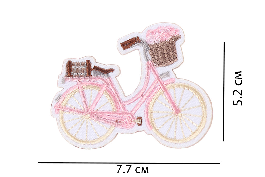 Нашивка на одяг, Рожевий велосипед, RBA107215, 7.7*5.2 см, фото 1