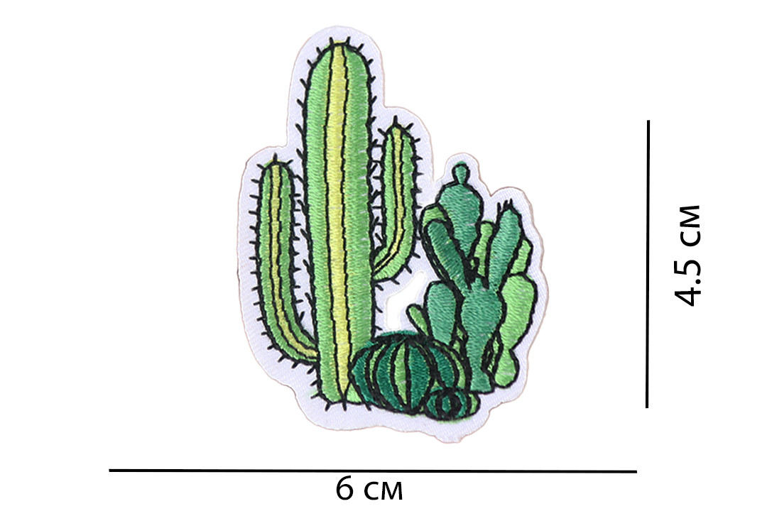 Нашивка на одяг, кактус, RBA107201, 6*4.5 см, фото 1