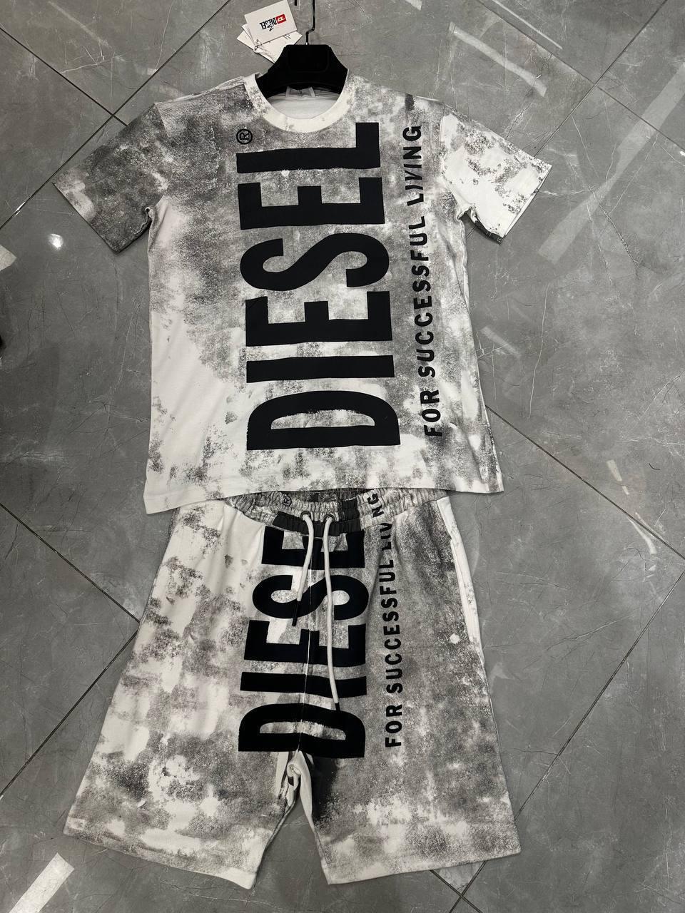 Чоловічий літній костюм футболка та шорти DIESEL D12146 сірий S, XXL, фото 1