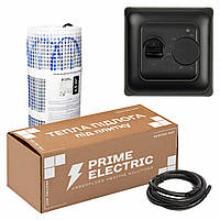 7 м² Комплект теплої підлоги Prime Electric PM-175 нагрівальний мат з механічним терморегулятором чорним