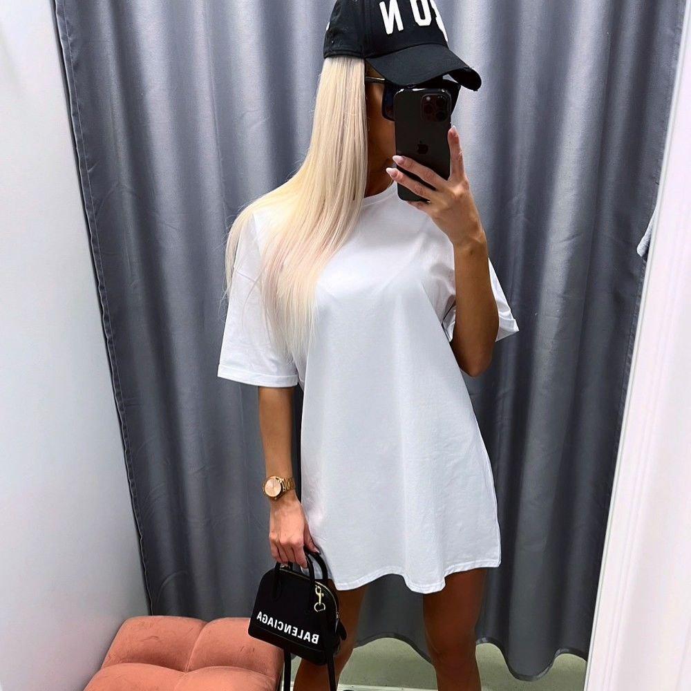 Базове плаття футболка вільного фасону з рукавами до ліктя однотонне ( р. 42-48) 31py5770, фото 1