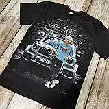 Дитячий літній костюм А4 (футболка + шорти) для хлопчика Влад Світиться в темряві 116-122 Чорний, фото 3