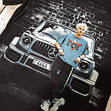 Дитячий літній костюм А4 (футболка + шорти) для хлопчика Влад Світиться в темряві 116-122 Чорний, фото 4