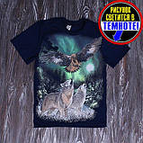 Легка бавовняна футболка для дітей (хлопчика або дівчинки) ЕЛЬФ І ФЕЯ ВОВК Світиться в темряві 122-128 Чорний, фото 2