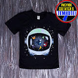 Зріст 110 Дитяча футболка для хлопчика ЕЛЬФ І ФЕЯ АМОНГ АС Світиться в темряві Бавовна Чорний, фото 3