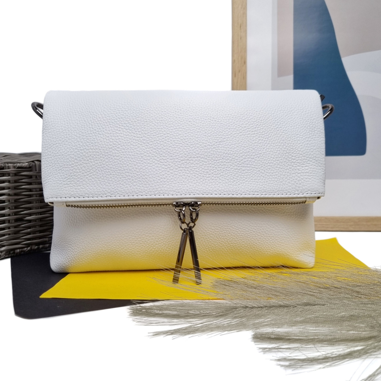 Жіноча літня сумка натуральна шкіра білий Арт.8360 white VIVAVERBA Україна — (54)