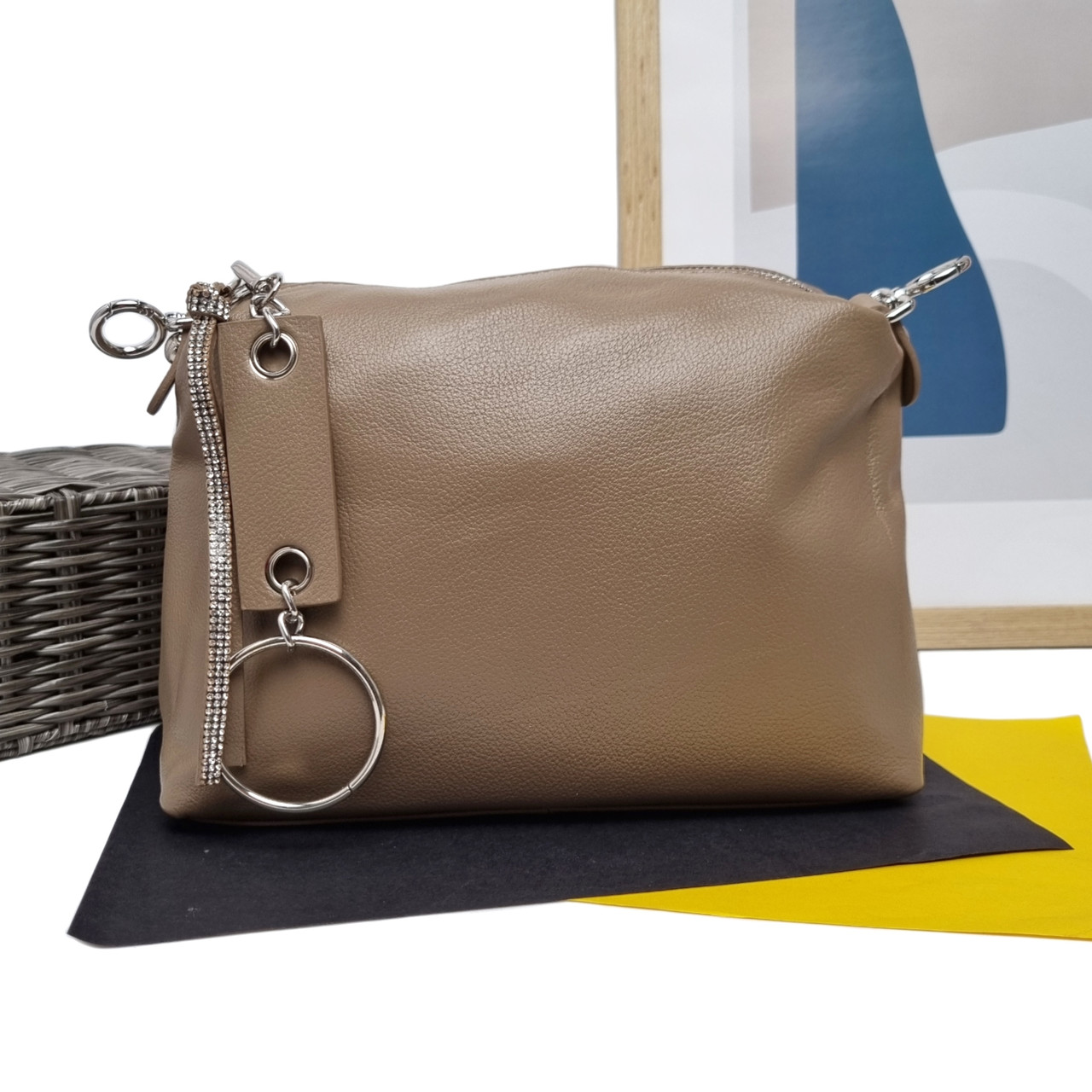 Жіноча сумка крос-боді натуральна шкіра темно-бежевий Арт.6052 d.beige VIVAVERBA Україна — (54)