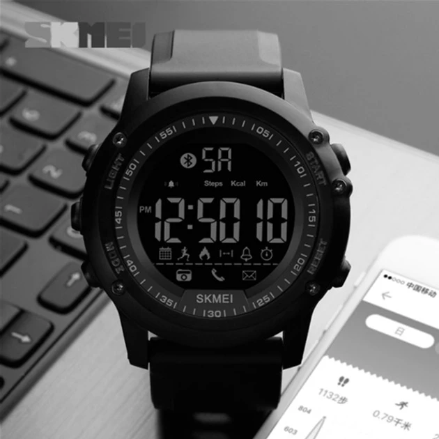 Спортивний електронний водонепроникний годинник Skmei 1321 All Black Smart Watch