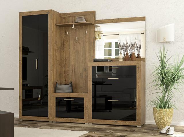 Прихожа Парма Дуб Апріл + Чорний лак Прихожа Парма Дуб Апріл + Чорний лак