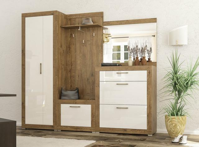 Прихожа Парма Дуб Апріл + Білий лак Прихожа Парма Дуб Апріл + Білий лак