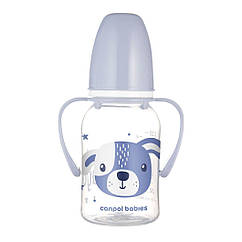 Canpol babies Стандартна пляшечка з ручками 120 мл CUTE ANIMALS - синя 11/823