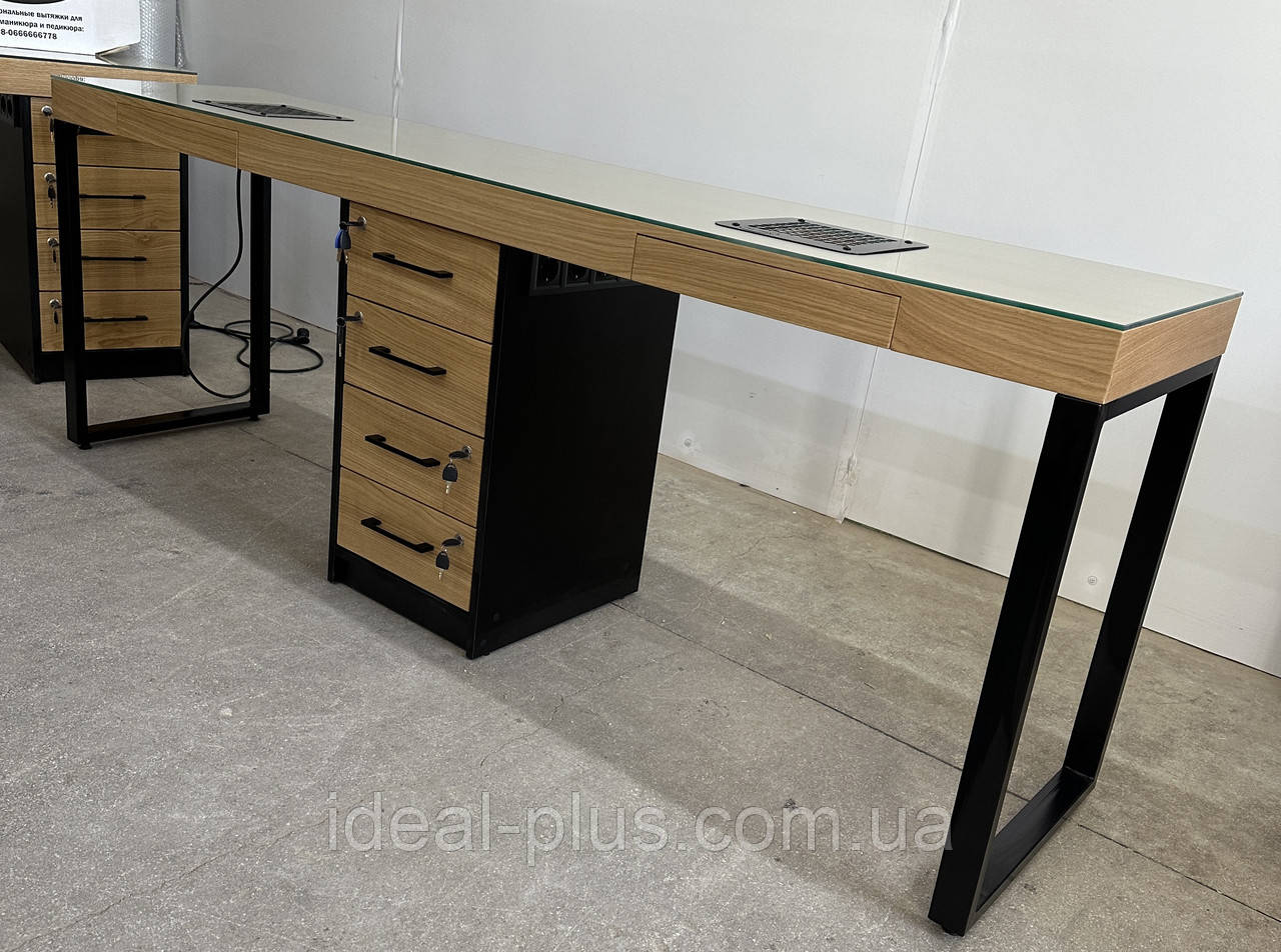 Манікюрний стіл для 2-х майстрів манікюру PREMIUM-04 Двомісний манікюрний стіл з розетками, фото 1