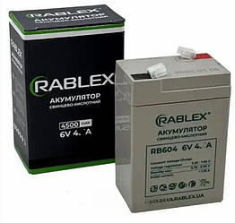 Акумуляторна батарея Rablex 6 V 4 Ah (RB604), олив'яно-кислотна (SLA)