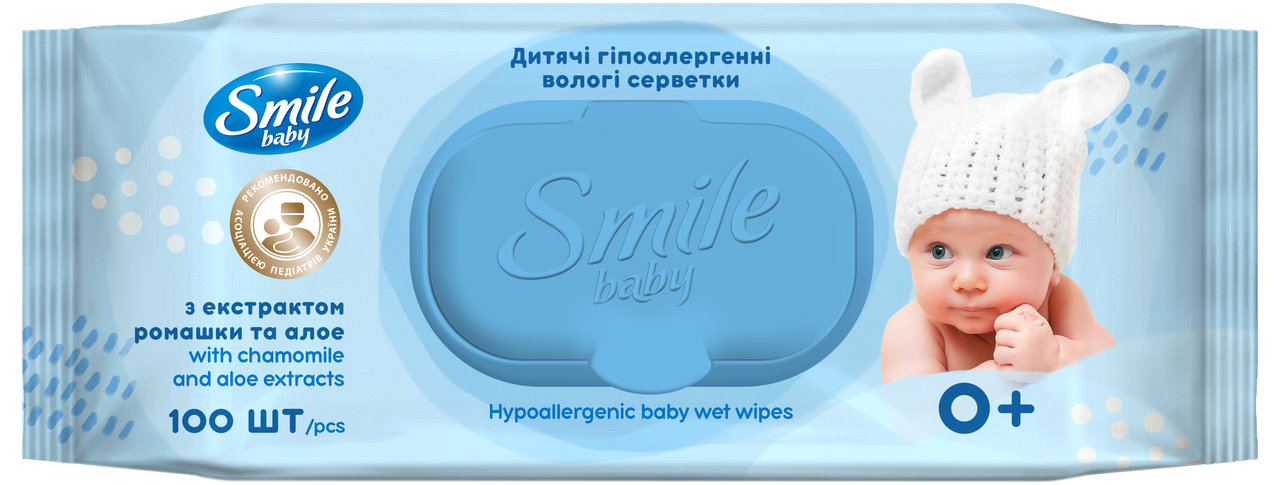 Серветки вологі 100шт з клапаном Smile Baby