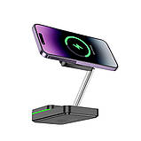 Бездротовий Зарядний Пристрій Hoco CQ10 3in1 Magnetic 15W For  iWatch Колір Чорний, фото 5