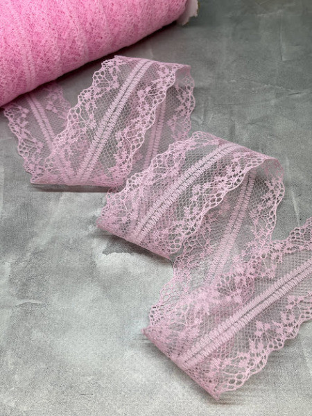 Мереживо 4 см Адель, колір рожевий, метр, Рожевий, фото 1