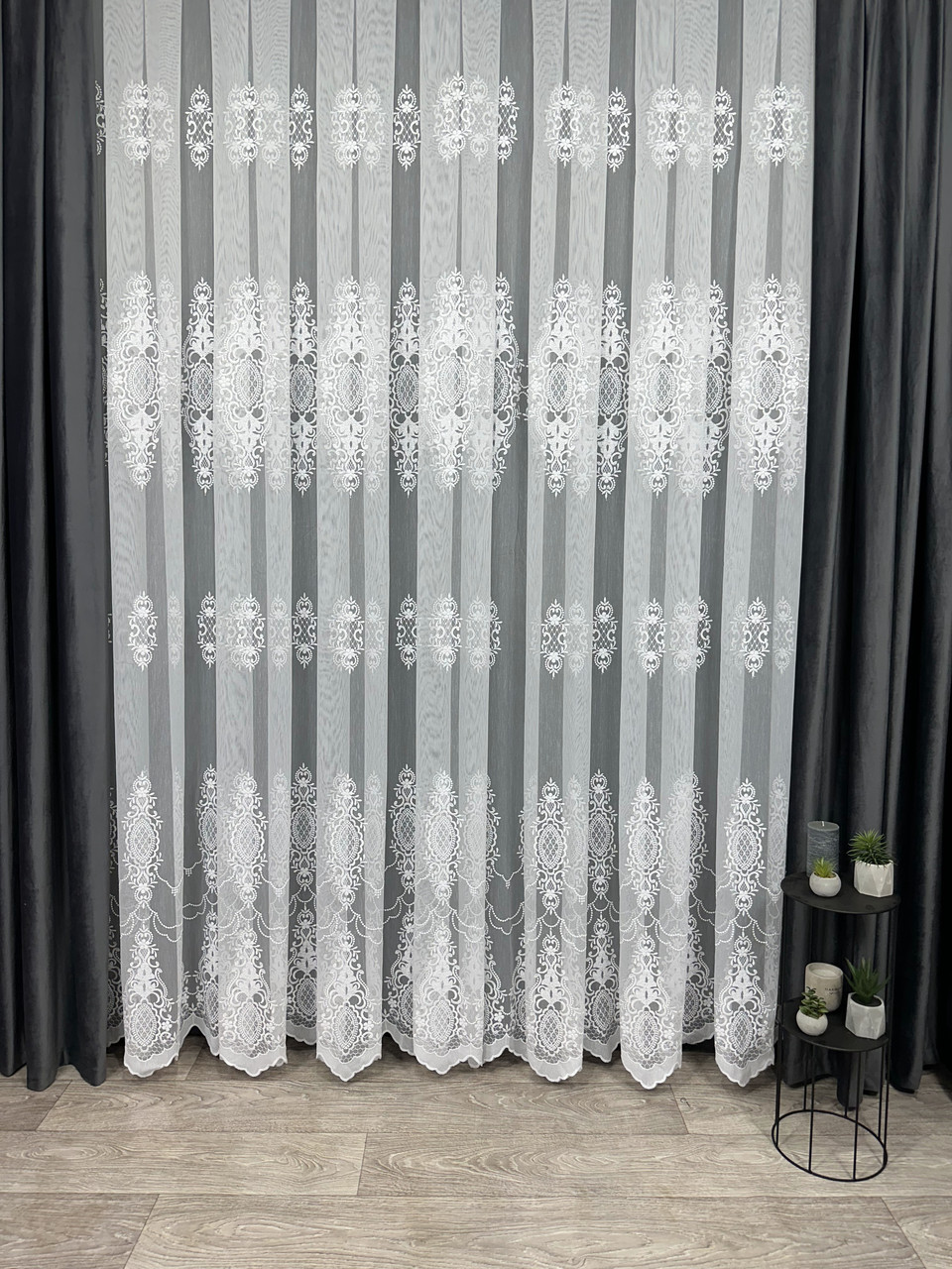 Ціна за 2 м! Тюль на бамбуковій основі з красивим візерунком. Колір: білий, фото 1
