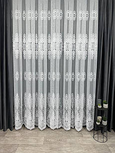 Тюль на бамбуковій основі з красивим візерунком. Колір: білий