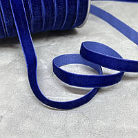 Велюр стрічка 1 см , колір-індіго, метр, Синій