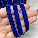 Велюр стрічка 1 см , колір-індіго, метр, Синій, фото 2