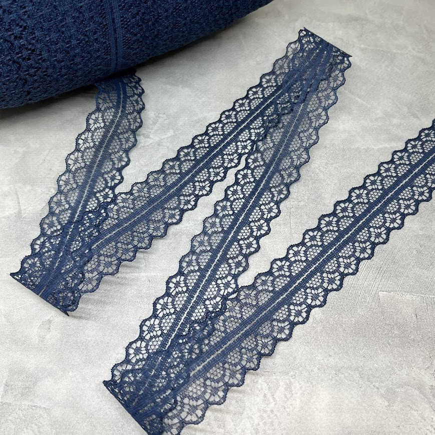 Мереживо Сітка 3 см , колір темно-синій, метр, Темно-синій, фото 1