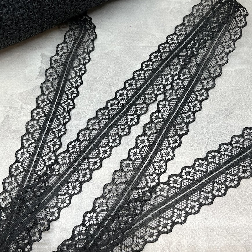 Мереживо Сітка 3 см , колір чорний, метр, Чорний, фото 1