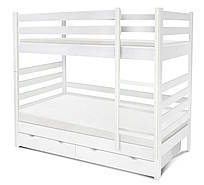 Дитяче двоярусне ліжко без ящиків біле зі сходами 80х190 Засоня для двох дітей Мікс Меблі