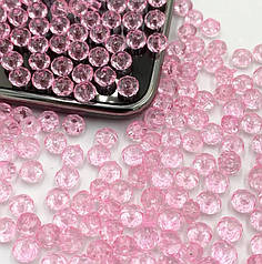 Намистини акрилові "Ронделі" 6х4 мм, рожевий (30 шт)