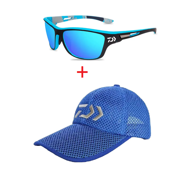 Кепка рибальска + Поляризаційні окуляри Спортивні сонцезахисні із захистом від ультрафіолету в кейс