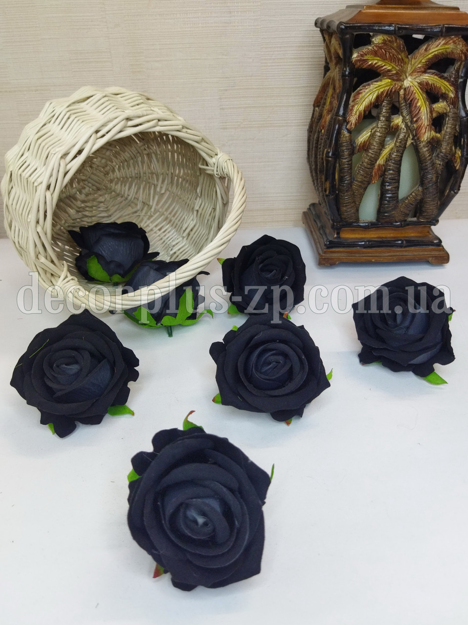 Головка троянди "Бархат" 6,5*5,5см. Чорна, фото 1