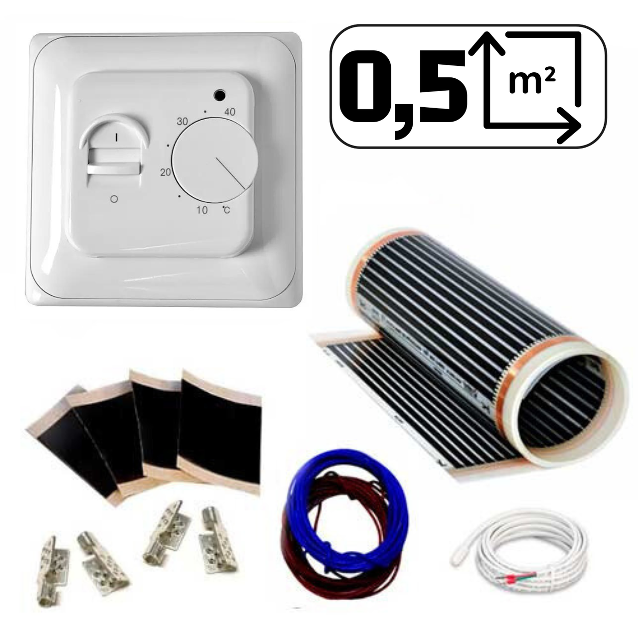 Плівкова тепла підлога IN-Therm 220W T305 (50см.)+ механічний терморегулятор