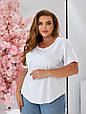 Базова жіноча футболка великого розміру О-виріз біла (50-68), фото 2
