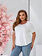 Базова жіноча футболка великого розміру О-виріз біла (50-68), фото 5