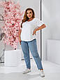 Базова жіноча футболка великого розміру О-виріз біла (50-68), фото 6