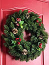 Різдвяний вінок "Elegant" з штучної хвої d-50 см зелений з декором, фото 6
